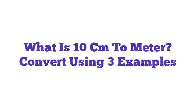 What Is 10 Cm To Meter? Convert Using 3 Examples