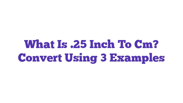 What Is .25 Inch To Cm? Convert Using 3 Examples