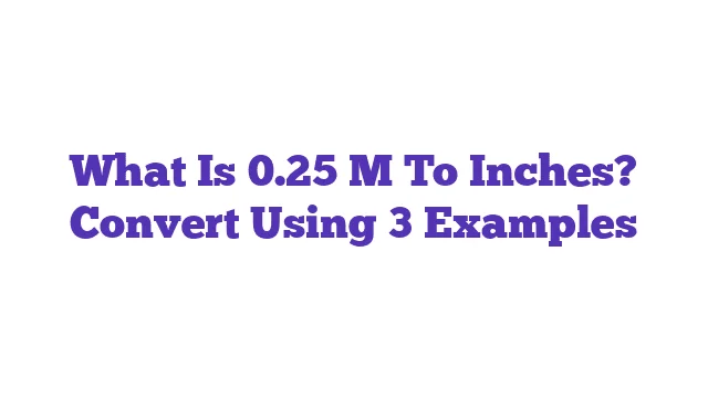 What Is 0.25 M To Inches? Convert Using 3 Examples