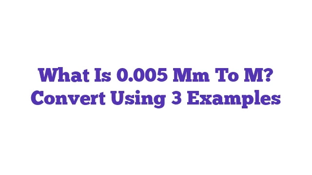 What Is 0.005 Mm To M? Convert Using 3 Examples